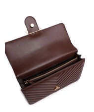 PINKO CLASSIC LOVE ONE Geanta din piele Nappa vin de burgundă - aur antic - Genți femei - 4