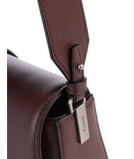 PINKO LOVE ONE SLOUCHY Geantă de umăr mini din piele vin de burgundă - argint vechi - Genți femei - 3