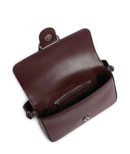 PINKO LOVE ONE SLOUCHY Geantă de umăr mini din piele vin de burgundă - argint vechi - Genți femei - 4