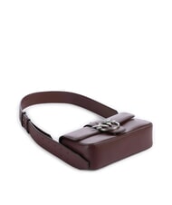 PINKO LOVE ONE SLOUCHY Geantă de umăr mini din piele vin de burgundă - argint vechi - Genți femei - 5