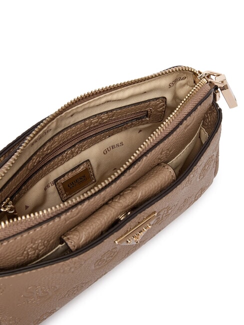 CRESIDIA 2 Geantă de umăr Peony cu logo &icirc;n relief logo taupe &icirc;nchis - Genți femei