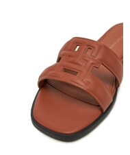 TOMMY HILFIGER TH LOGO STRAP Papuci de casă din piele scoarță de scorțișoară - Pantofi femei - 4