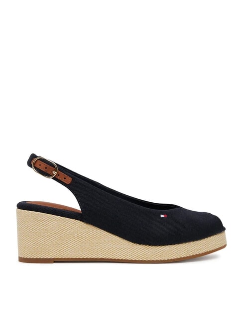 TH Espadrile cu v&acirc;rful deschis și slingback albastru spațial - Pantofi femei