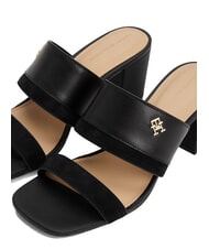 TOMMY HILFIGER TH Sandale din piele cu toc lat negru - Pantofi femei - 4