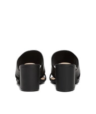 TOMMY HILFIGER TH Sandale din piele cu toc lat negru - Pantofi femei - 6