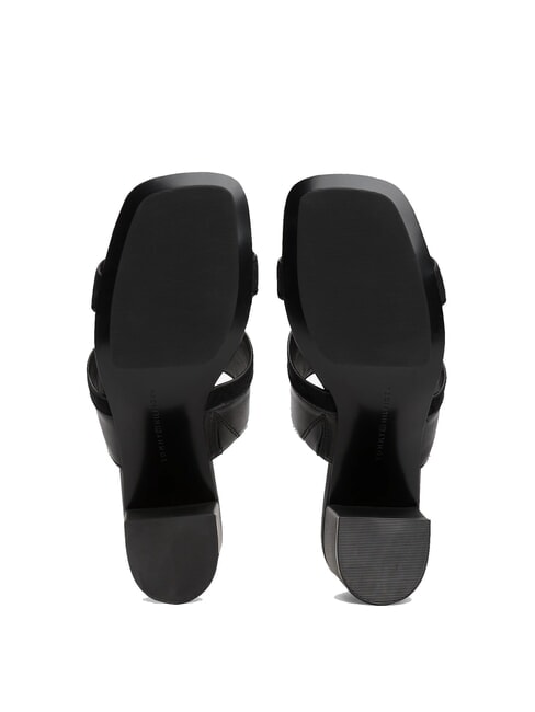 TH Sandale din piele cu toc lat negru - Pantofi femei