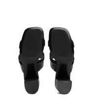 TOMMY HILFIGER TH Sandale din piele cu toc lat negru - Pantofi femei - 7