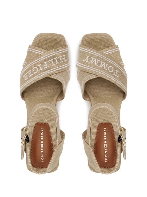 TH Sandale cu platformă &icirc;naltă din p&acirc;nză hrean - Pantofi femei