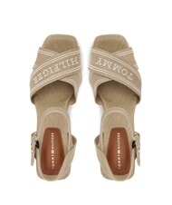 TOMMY HILFIGER TH Sandale cu platformă &icirc;naltă din p&acirc;nză hrean - Pantofi femei - 4