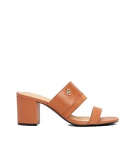 TOMMY HILFIGER TH Sandale din piele cu toc lat scoarță de scorțișoară - Pantofi femei - 3