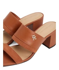 TOMMY HILFIGER TH Sandale din piele cu toc lat scoarță de scorțișoară - Pantofi femei - 4