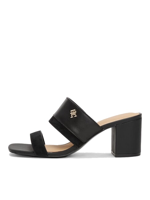 TH Sandale din piele cu toc lat negru - Pantofi femei