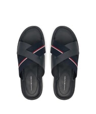 TOMMY HILFIGER TH Papuci din piele cu panglică cu logo cerul deșertului - Pantofi bărbați - 3
