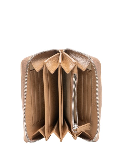 GRAIN Portofel mediu din piele cu fermoar lut - Portofele femei