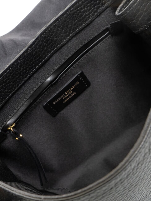 CECILE Geantă de umăr din piele ciocănită negru - Genți femei