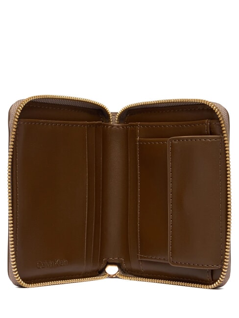 EMBOSSED LOGO Portofel mic cu fermoar taupe de deșert - Portofele femei