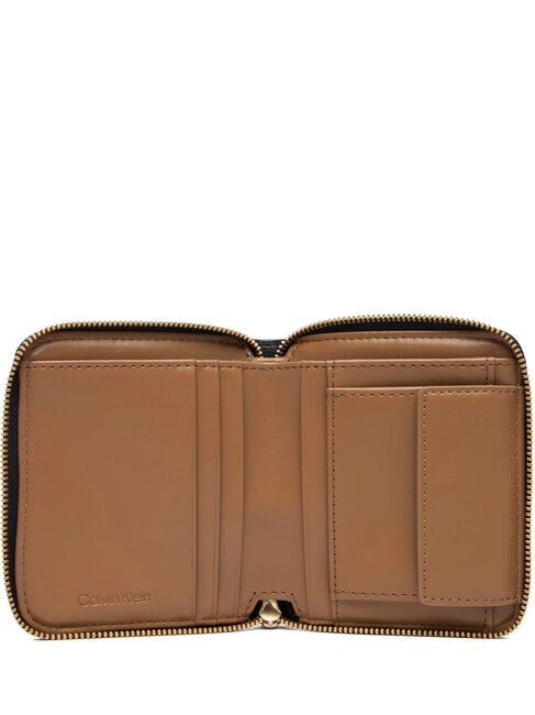 EMBOSSED LOGO Portofel mic cu fermoar nucă de cocos neagră/prăjită - Portofele femei