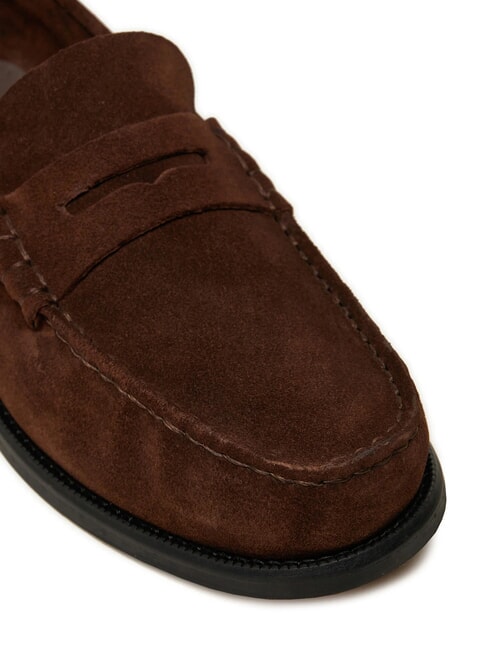CLASSIC HILFIGER Mocasini din piele &icirc;ntoarsă maro - Pantofi bărbați