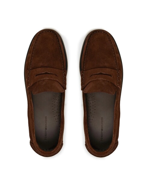 CLASSIC HILFIGER Mocasini din piele &icirc;ntoarsă maro - Pantofi bărbați