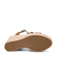 TOMMY HILFIGER TH Sandale cu pană espadrile &icirc;nalte din piele maro coniac - Pantofi femei - 6