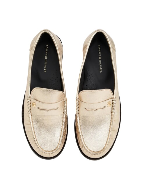 TH METALLIC Mocasini din piele metalizată aur - Pantofi femei