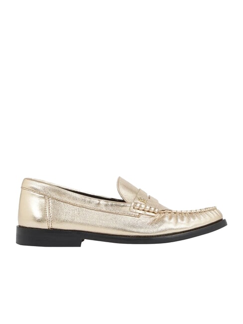 TH METALLIC Mocasini din piele metalizată aur - Pantofi femei