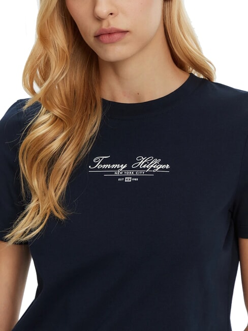 TH Tricou cu m&acirc;necă scurtă și imprimeu bleumarin noapte &icirc;ntunecată - tricou