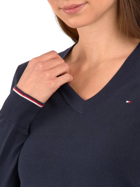 TH Pulover cu decolteu &icirc;n V pentru femei cerul deșertului - Pulovere pentru femei