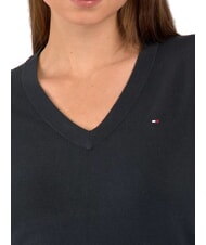 TOMMY HILFIGER TH Pulover cu decolteu &icirc;n V pentru femei ck negru - Pulovere pentru femei - 4