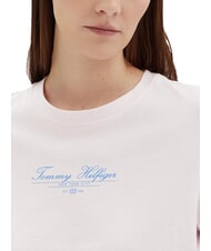 TOMMY HILFIGER TH Tricou cu m&acirc;necă scurtă și imprimeu roz deschis - tricou - 3