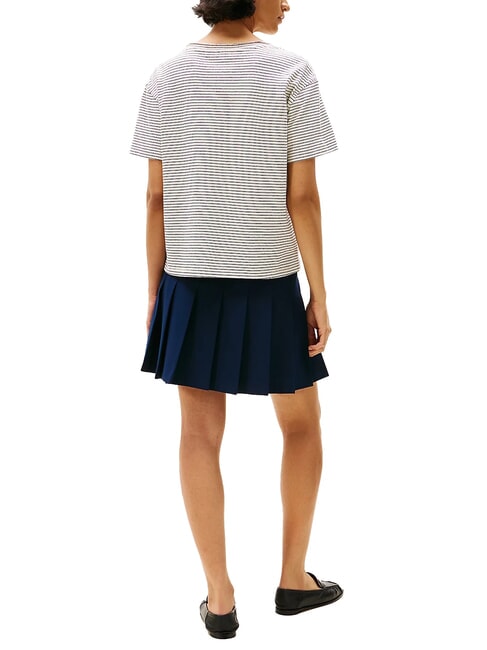 TH Tricou cu croială lejeră și decolteu &icirc;n V crem/albastru &icirc;nchis - tricou