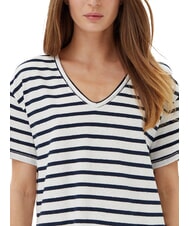 TOMMY HILFIGER TH Tricou cu croială lejeră și decolteu &icirc;n V ecru breton/bleumarin &icirc;nchis - tricou - 3