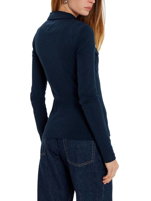 TH Tricou polo cu m&acirc;necă lungă, croială slim fit bleumarin noapte &icirc;ntunecată - maiou Polo