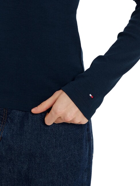 TH Tricou polo cu m&acirc;necă lungă, croială slim fit bleumarin noapte &icirc;ntunecată - maiou Polo