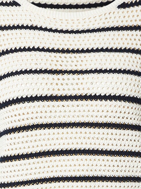 POINTELLE CROCHET Pulover ușor cu dungi dungă albastră albă de China - Pulovere pentru femei