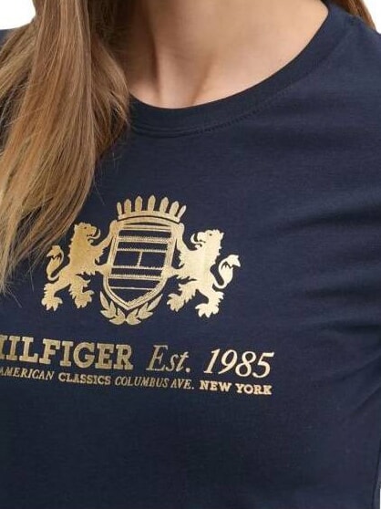 VARSITY Tricou de damă slim fit cu imprimeu bleumarin noapte &icirc;ntunecată - tricou