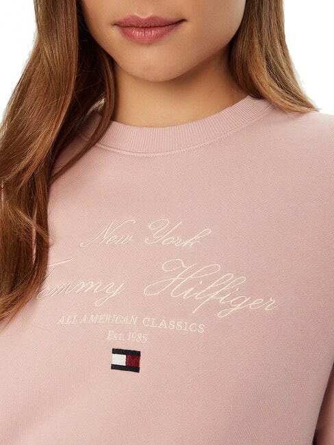 MODERN SCRIPT Hanorac cu guler rotund pentru femei roz cețos - Hanorace pentru femei