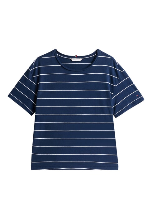 TH MODERN Tricou cu imprimeu din amestec de in ecru breton/bleumarin &icirc;nchis - tricou