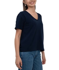 TOMMY HILFIGER TH Tricou cu croială lejeră și decolteu &icirc;n V bleumarin noapte &icirc;ntunecată - tricou - 3