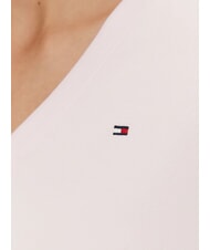TOMMY HILFIGER TH Tricou cu m&acirc;necă scurtă și decolteu &icirc;n V roz deschis - tricou - 4