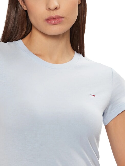 TH JEANS Tricou cu m&acirc;necă scurtă și broderie cu logo albastru dulce - tricou