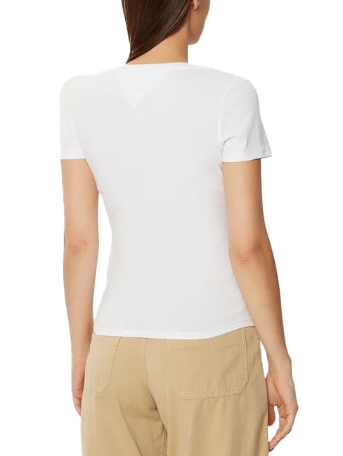 TH JEANS Tricou cu m&acirc;necă scurtă și decolteu &icirc;n V alb - tricou