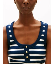 TOMMY HILFIGER HENLEY maiou cu 3 nasturi dungă bretonă albă bleumarin &icirc;nchis noapte &icirc;ntunecată - tricou - 3