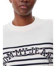 TOMMY HILFIGER VARSITY Pulover din bumbac cu guler rotund și logo alb antic - Pulovere pentru femei - 3