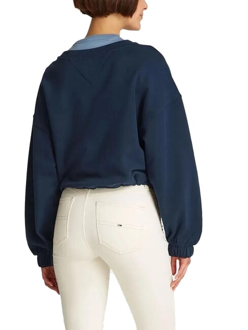 TJW Hanorac cu guler rotund pentru femei, cu șnur de str&acirc;ngere bleumarin noapte &icirc;ntunecată - Hanorace pentru femei