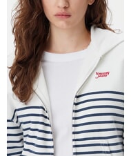 TOMMY HILFIGER SCRIPT LOGO Hanorac cu fermoar integral din bumbac ecru / dungă bleumarin - Hanorace pentru femei - 3