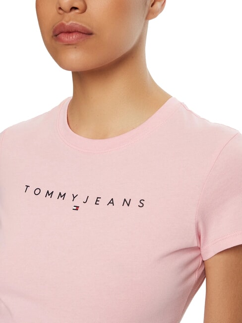 SCRIPT LOGO Tricou cu m&acirc;necă scurtă dungă roz de zahăr - tricou