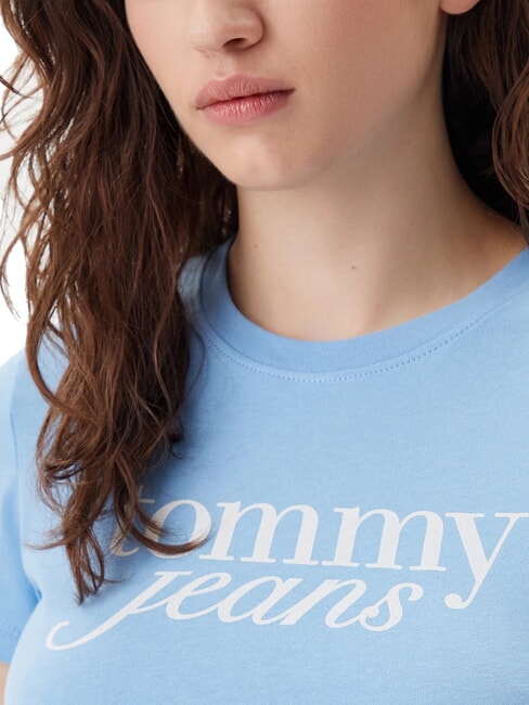 TH JEANS Tricou din bumbac cu imprimeu cu logo albastru de prună dulce - tricou