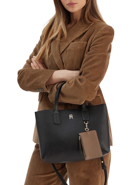 TH ICON Geantă de m&acirc;nă, cu curea de umăr negru - Genți femei