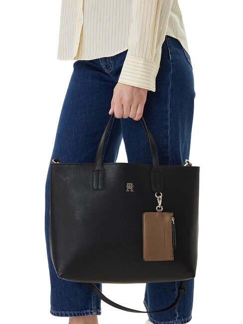 TH ICON Geantă de m&acirc;nă, cu curea de umăr negru - Genți femei